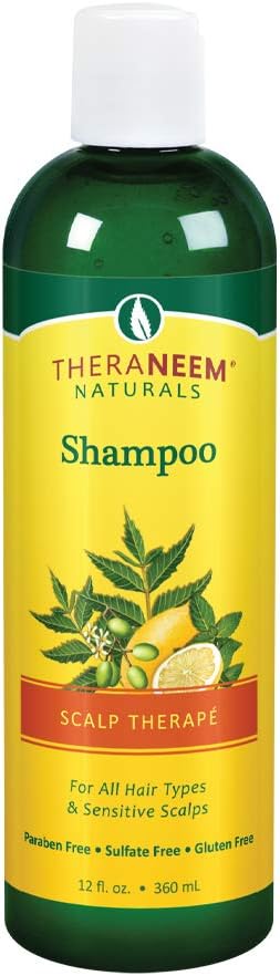 TheraNeem Scalp Therapy Shampoo | Protects, Nourishes and Calms Sensitive Scalp with Organic Neem, Lemon and Peppermint Oils | For Dry, Itchy Scalp, and Scalp Buildup | Vegan and Cruelty Free | 12oz