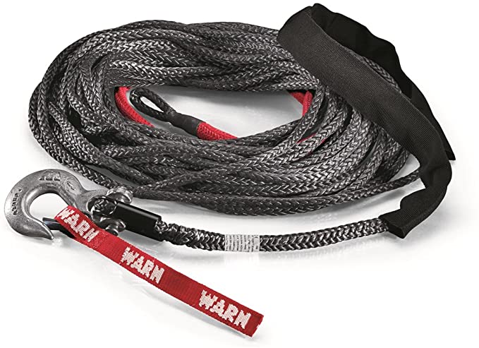 WARN 87915 Spydura Synthetic Winch Cable Rope with Swivel Hook End: 3/8" Diameter x 100' Length, 5 Ton (10,000 lb) Capacity