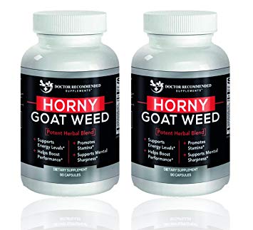 Doctor Recommended Horny Goat Weed – Maximum Male Performance – Intense Libido Boost – Post Workout Supplement – 120mg of Icariin Per Dose – (Pack of 2)