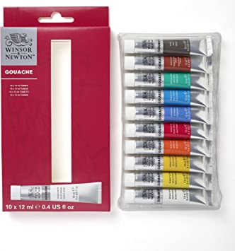 Winsor & Newton Designers Gouache Paint Set, 0.4 Fl Oz (Pack of 10), 10 Colors