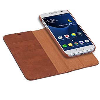 CASEZA "Zurich Detachable Wallet Case for The Samsung Galaxy S7 - Brown - Premium Vegan PU Leather 2 in 1 Flip Folio Book Magnetic Cover for The Original Samsung Galaxy S7 - Most Flexible Phone Case