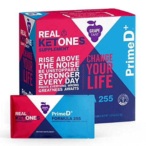 Real Ketones - Prime D  Grape Tart Exogenous Ketone Supplement with BHB and MCT Combo for Ketone Boost, Energy and Focus