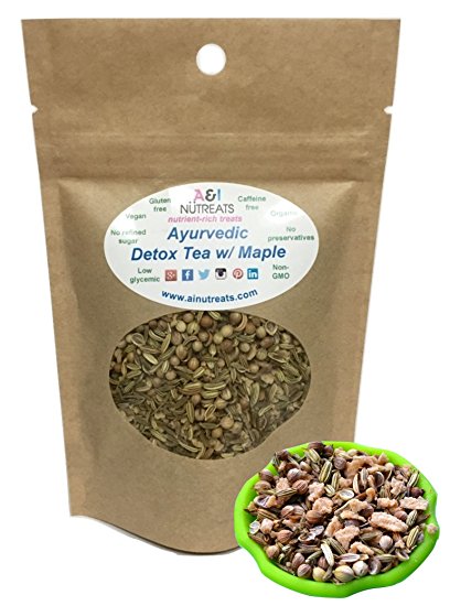 Herbal Ayurvedic Cumin, Coriander and Fennel Tea - Organic Detox Tea - Supports Weight Management and Stress Relief (with Maple flakes, 1.5 oz.)