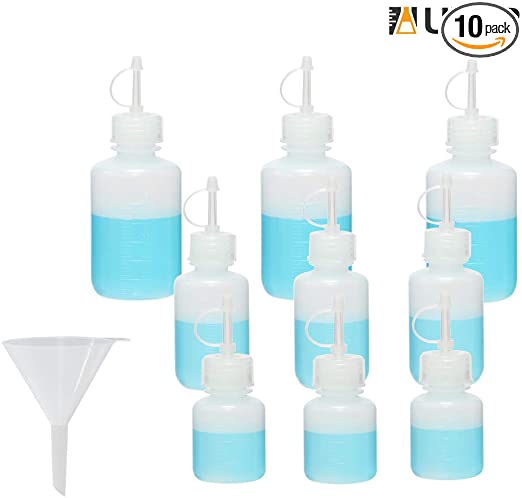 ULAB Scientific Drop-Dispensing Bottle and Funnel set, Each 3 of Vol. 30ml 60ml 125ml of Drop Bottle, LDPE material, 1pc of Plastic Analytical funnel offered, UDB1001