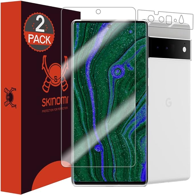 Skinomi Screen Protector Compatible with Google Pixel 6 Pro (2-Pack)(Edge to Edge) Clear TechSkin TPU Anti-Bubble HD Film