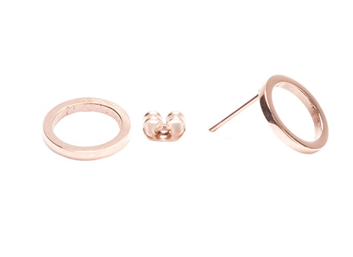 Open Circle Stud Earrings in Rose Gold | Minimalist Round Earrings Titanium