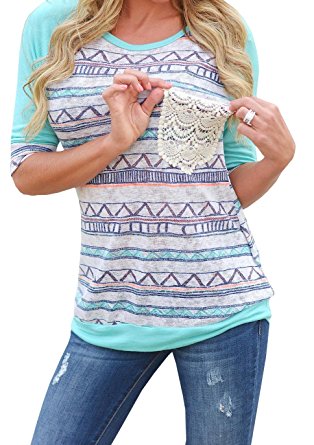 Chellysun Women's Spring Casual Print Long Sleeve T-shirt Top Blouse