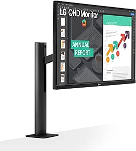 LG Electronics 27QN880-B.AEU Écran QHD Ergo (AMD Radeon FreeSync, HDR 10, Haute ergonomie, Flicker Safe), Anthracite foncé 68,58 cm (27")