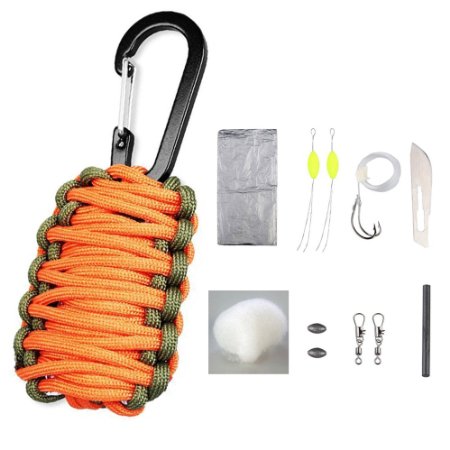 Emergency Survival Kit, Sahara Sailor Paracord Bracelet Kit Survival Gear with Fire Starter Weights Floats Fishing Line Hooks