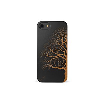 iPhone 8 Case, CaseYard[Wood Series]SlimFit Hybrid Case for Apple iPhone 8 ,Lightweight Premium Made in California (iPhone 8) (Black)-Half Tree