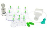 Cupping Therapy Set By One Planet With Nipple Sucker 12-Pieces Biomagnetic Chinese Body Therapy Pain Relief Cellulite Treatment Professional Kit With Pumping Handle Heal Yourself Today