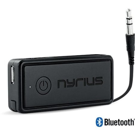 Nyrius Songo Portable Wireless Bluetooth Music Receiver Adapter for Car Audio, Headphones & Speaker Systems with 3.5mm Connection, Rechargeable Battery - Stream Smartphones, Tablets, Laptops (BR41)