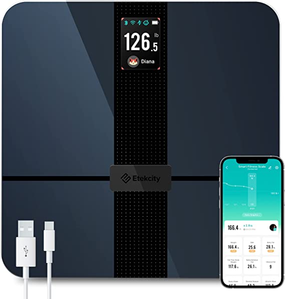 Etekcity Apex Smart WiFi Body Fat Scale, Digital Bluetooth Bathroom Scale for Body Weight, BMI, Heart Rate, Water Weight, with Pregnancy & Baby Mode, 400 lb