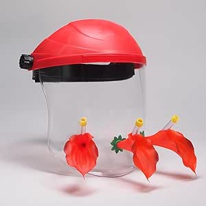 Hummingbird Mask Feeder, Hummingbird Face Cover Feeder with Adjustable Strap, Wearable Hummingbird Feeder with Red Flower, Mask Hummingbird Feeders for Outdoors Playing