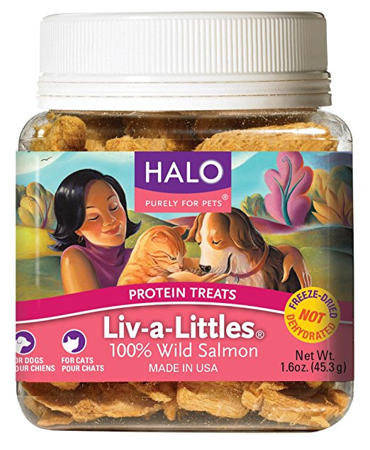 Halo Liv-A-Littles Holistic Freeze Dried Dog Treats and Cat Treats, Wild Salmon, 1.6 OZ of Freeze Dried Wild Salmon