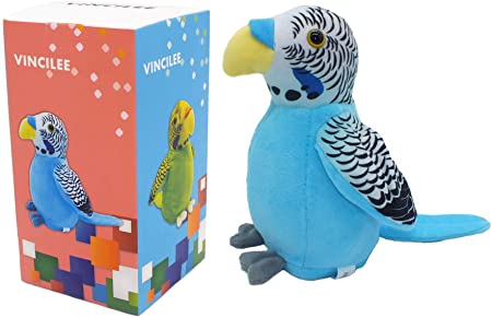 Vincilee Cute Mimicry Pet Talking Parrot Repeats What You Say Plush Animal Toy Electronic Parrot for Boy and Girl Gift,Talking Parrot pet Christmas Toy Speak Sound Record Parrot 3.5 x 7 inches( Blue )