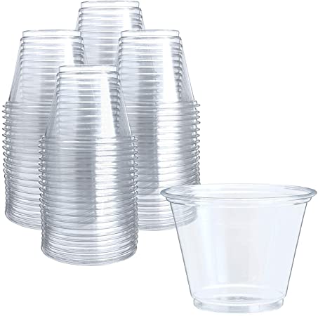 130 COUNT 100% Biodegradable Compostable 9 oz Clear Plastic Disposable Cups Premium Crystal Clear PET Cup (No Lids) for Cold Drinks Iced Coffee Tea Juices Smoothies Slush Soda Cocktails Sundae