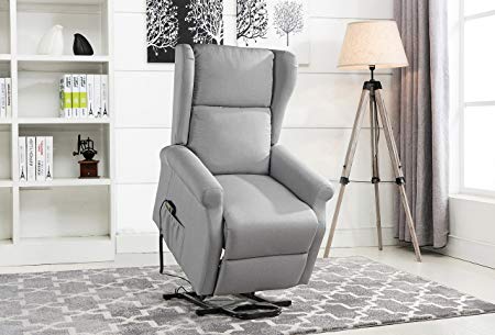 Power Recliner Chair, Lift Chairs, Linen Living Room Reclining Armchair (Light Grey)