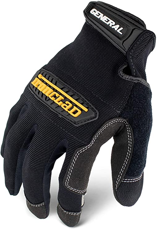 Ironclad General Utility Work Gloves Gug, All-Purpose, Performance Fit, Durable, Machine Washable, Sized XS, S, M, L, XL, XXL (1 Pair), Black (GUG-02-S)