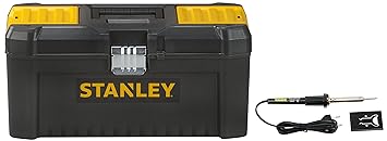 STANLEY STST1-75518 16'' Essential Tool Box with Metal Latch (Black and Yellow) & 69-031B Round 30-Watt Corded Soldering Iron (Black and Chrome)