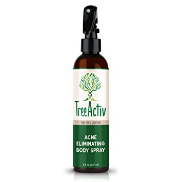 TreeActiv Acne Eliminating Body Spray | Natural Body, Back, Butt, Chest and Shoulder Acne Treatment | Salicylic Acid | Tea Tree | Aloe | Witch Hazel | Menthol | Mint | Men, Women, Teens | 8 fl oz