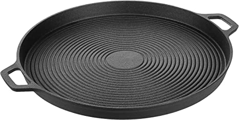 AmazonBasics Pre-Seasoned Cast Iron Pizza Pan, 13.5 Inch