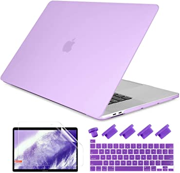 Dongke MacBook Pro 13 inch Case 2019 2018 2017 2016 Release A2159 A1989 A1706 A1708, Frosted Matte Plastic Hard Shell Cover for MacBook Pro 13 with Touch Bar Retina Display Purple