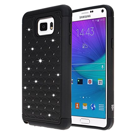 Samsung Note 5 Case, Galaxy Note 5 Case, SGM (TM) Hybrid Gel Rhinestone Bling Armor Defender Case For Samsung Galaxy Note 5 (Black)