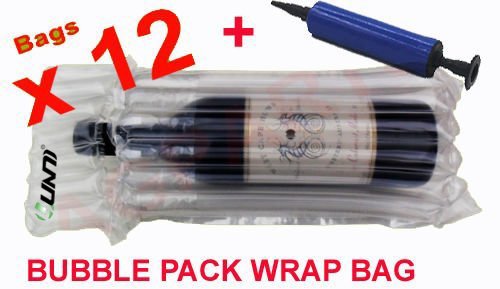 Yuanj Wine Bubble Cushioning Wrap Inflatable Air Packaging Protective Bubble Pack Wrap for Wine Bottle with Pump 12 Piece