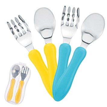 Toddler Utensils Cutlery Set-Toddler Fork and Toddler Spoons with Bonus Baby Utensils Travel Friendly Carrying Case-Perfect Self Feeding Baby Spoons and Baby Forks