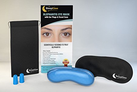 SleepEase® PREMIUM Blepharitis Eye Mask & Gel Pack - Scientifically Designed To Relieve Blepharitis, Dry Eyes, MGD, Styes, Other Eye Conditions & Migraines/Headaches - FREE Travel Case & Ear Plugs.