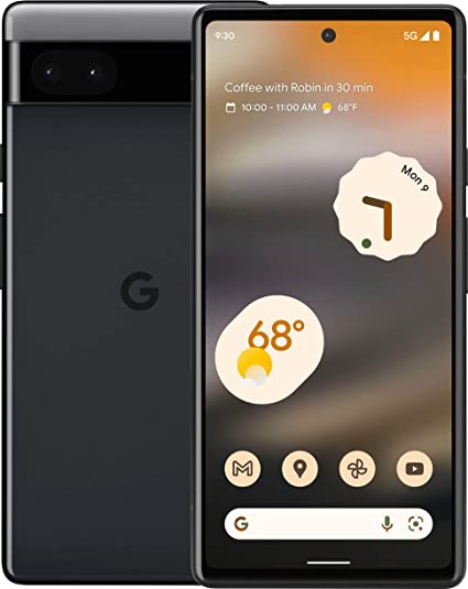 Google Pixel 6A 5G 128GB 6GB RAM Factory Unlocked (GSM Only | No CDMA - not Compatible with Verizon/Sprint) Global Version - Charcoal