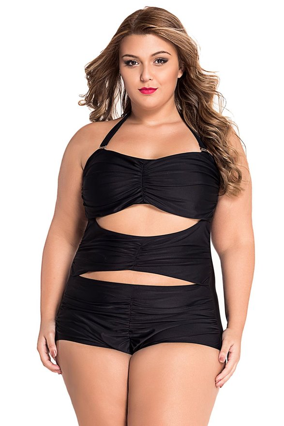 EVALESS Womens Summer Sweetheart Ruched Beach One-piece Swimwear Plus Size