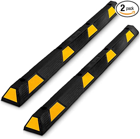 2 Pack Curb Parking Garage Floor Stopper - 72 Inch Extra Wide Heavy Duty Rubber Parking Lot Stopper, for Vehicles Truck Driveway, Protect Pumpers from Cars Vans Trucks