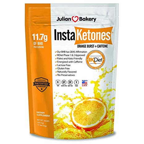 InstaKetones 11.7g GoBHB per Scoop  Organic Caffeine (Orange Burst) (1 Pack) ( Caffeine) (15 Servings) Exogenous Ketones