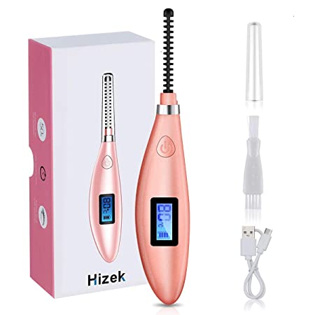 Heated Eyelash Curler,Hizek Electric Eye Curler【2021 Newest】Mini USB Rechargeable Lash Curler Tool with LCD Display for Quick Eyelashes Natural Curling and 24 Hours Long Lasting