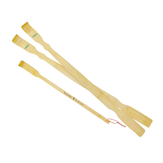 BambooMN 2 Pieces 25" Extra Long Bamboo Backscratcher Shoehorn Plus Free Travel Size Back Scratcher