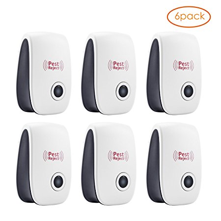 HappyHomey Pest Control Ultrasonic Electronic Repellent – Plug In Pest Repeller – 6 Pack – Repels Spiders, Rats, Mice, Roaches, Mosquitoes, Other Insects – Non Toxic & Pets Safe