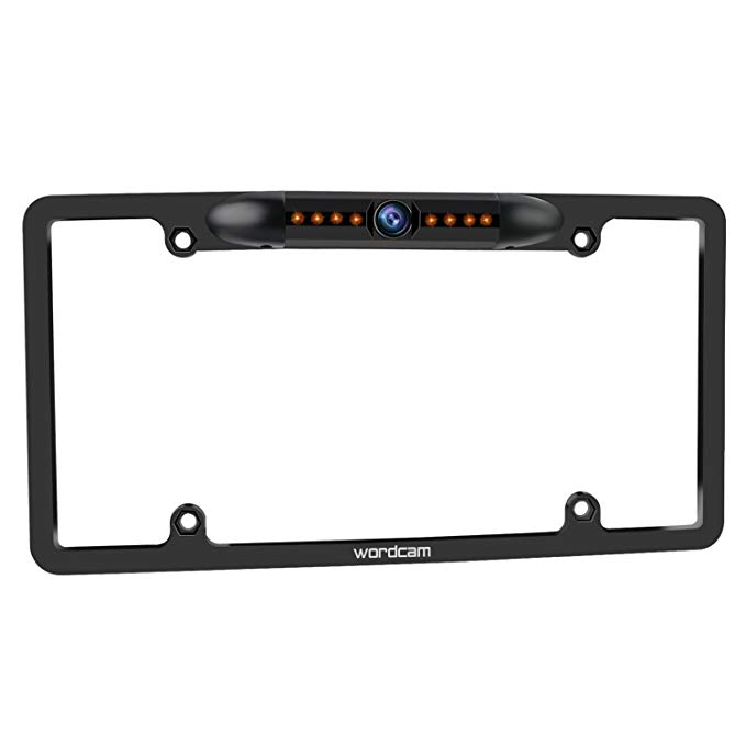 License Plate Frame Rear View Backup Camera 170° Viewing Angle Universal Car License Plate Frame Mount Waterproof High Sensitive 8 IR LED Night Vision Reverse Parking Aid System