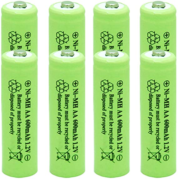 Solar Light AA Ni-mh 600mAh 1.2V Rechargable Batteries AA Rechargeable Batteries for for Solar Lights(8 Pack)