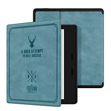 Ayotu Silicone Soft Case for Kindle Oasis - (9th Gen, Released only in 2017) Honeycomb Version PU case with Auto Wake/Sleep,New Waterproof 7''Kindle Oasis Case,Soft Shell Series KO-10 Lake Blue