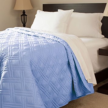 Lavish Home Solid Color Bed Quilt, Full/Queen, Blue