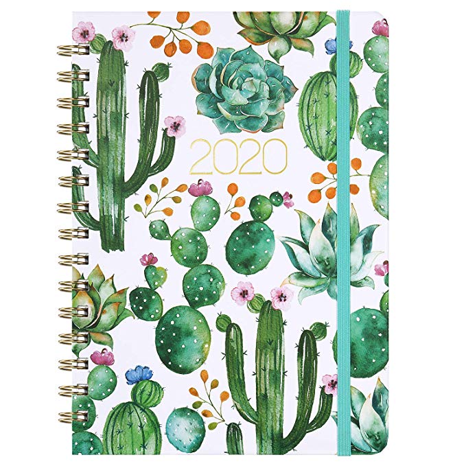 Planner 2020 - Weekly & Monthly 2020 Planner Jan - Dec, 8.5" x 6.4", Flexible Hardcover, Strong Twin - Wire Binding, Thick Paper, 12 Monthly Tabs, Inner Pocket, Elastic Closure, Inspirational Quotes