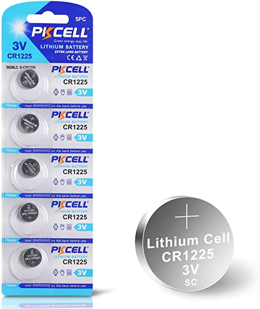 PKCELL 5 x CR1225 3V Lithium Battery Coin Cell for Oral Infrared Thermometers