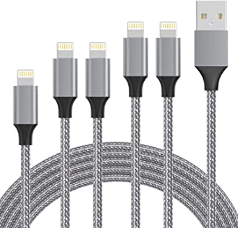 iPhone Charger,[MFi Certified] Lightning Cable 5Pack iPhone Charger Cable Cord Nylon Braided Fast Charging Data Transfer Cord for iPhone14/13/12/11/XS/Max/XR/X/8 [1/3/6/6/10FT]