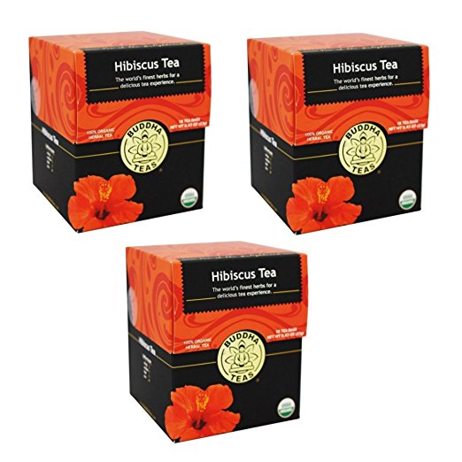 Organic Hibiscus Flower Tea - Kosher, Caffeine Free, GMO-Free - 18 Bleach Free Tea Bags (Pack of 3)