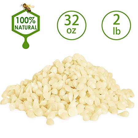 White Beeswax Pellets 2LB/ 32 oz 100% Pure and Natural Triple Filtered for Skin, Face, Body and Hair Care DIY Creams, Lotions, Lip Balm and Soap Making Supplies.