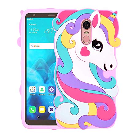 Allsky Case for LG Stylo 4 Plus(Q710) /LG Q Stylus,Cartoon Soft Silicone Cute 3D Fun Cool Cover,Kawaii Unique Kids Girls Teens Animal Character Rubber Skin Shockproof Cases for LG Stylo4 Vivid Unicorn