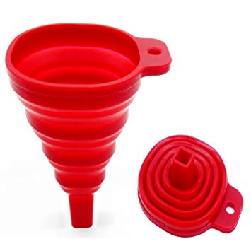 Bluelans Funnel Collapsible Set of 2, Foldable Funnel for Liquid Transfer 100% Food Grade Silicone (Red)