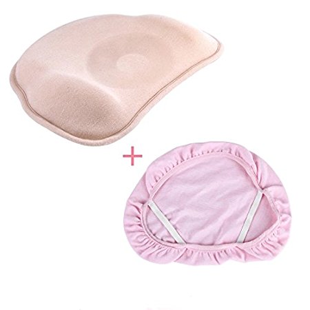 Newborn Baby Memory Foam Pillow - Soft Protective Sleep Positioner Infant Pillow - Organic Cotton Shell -Nursing Pillow (pink)